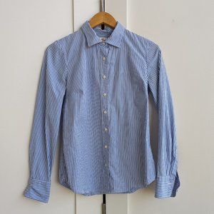 J Crew Long Sleeve Button Down Striped Blue White Haberdashery Collared Shirt